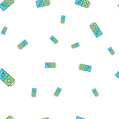 Environmental battery. Seamless pattern of ecological icons