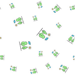 Landscape with trees. Seamless pattern of ecological icons