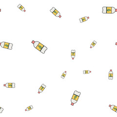 Eco friendly water bottle. Seamless pattern of ecological icons