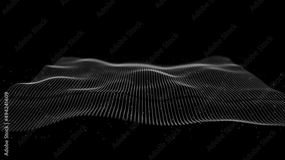 Poster abstract network mesh waving fx background loop/ 4k animation of an abstract fractal background with