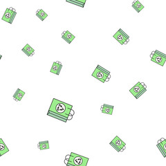 Eco friendly paper bag. Seamless pattern of ecological icons