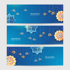Fototapeta na wymiar Ramadan kareem islamic banner background design. Vector illustration