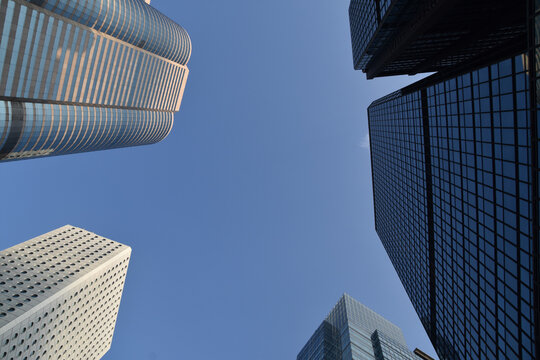 Glas Buildings in Downtown Hong Kong. HK cityscape and Skyline.