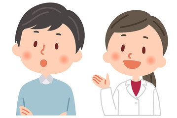 説明をする医師と説明を聞く男性