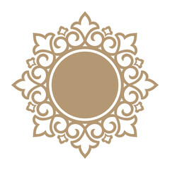 Decorative frame Elegant vector element for design in Eastern style, place for text. Floral beige and white border. Lace illustration for invitations and greeting cards
