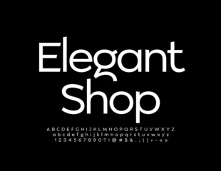 Fototapeta premium Vector stylish logo Elegant Shop. White trendy Font. Simple set of Alphabet Letters and Numbers