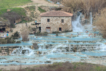 Cascate del Mulino Terme Libere di Saturnia, nella Maremma Toscana.