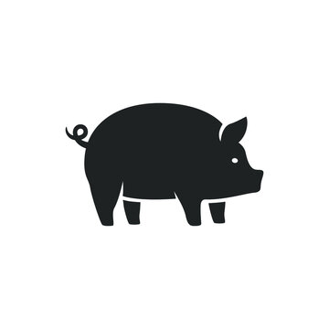 Pig icon black isolated on white 
