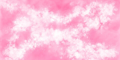 春の桜吹雪をイメージしたピンク色水彩飛沫の背景