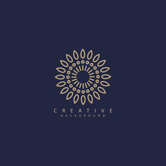 Tree shape sunflower vector logos. Nature trees vector illustration logo design, gold leaf with modern concept black background