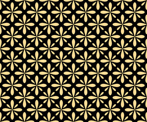 Flower geometric pattern. Seamless vector background. Gold and black ornament
