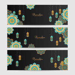 Obraz na płótnie Canvas Ramadan kareem islamic banner background design. Vector illustration