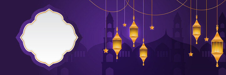 Stylish golden mosque design islamic banner background