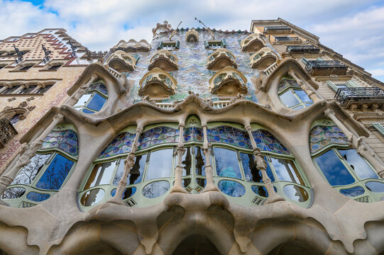 Barcelona, Spain - 22.03.2022: Casa Batllo in Barcelona. The house was built in 1877 by Antoni Gaudi