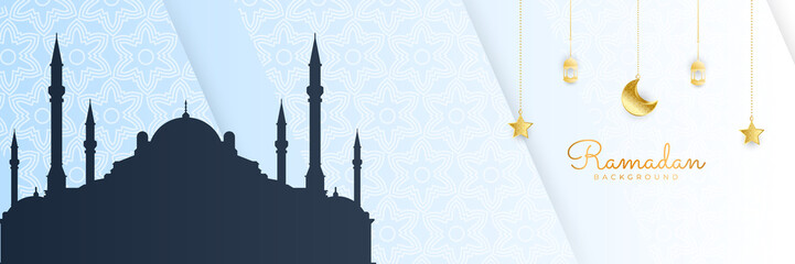 Stylish golden mosque design islamic banner background