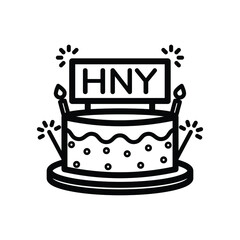 Birthday cake, Illustration, Icon, Vector.