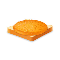 Sandwich from fresh bread with chicken cutlet Illustration of fast food meal