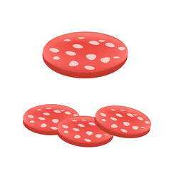 Sausage or salami for burger and sandwich Illustration of food for shop