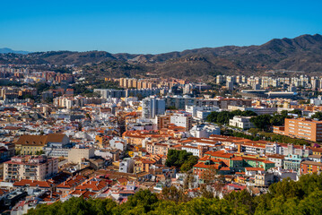Naklejka premium Panoramic view over the city of Malaga, Spain 
