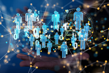 Abstract technology group and data 3d