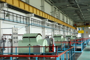 Gas transportation system. Booster pumping station for gas. Gas filling station and gas tanks. Transportation of gas around the world. Oil and gas sector. Gas turbines.