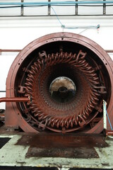 Gas transportation system. Booster pumping station for gas. Gas filling station and gas tanks. Transportation of gas around the world. Oil and gas sector. Gas turbines.