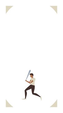 Vertical video of cartoon baseball player character on white background.