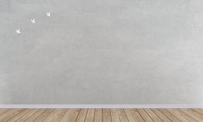empty room with grey wall and space for mockup, 3d rendering