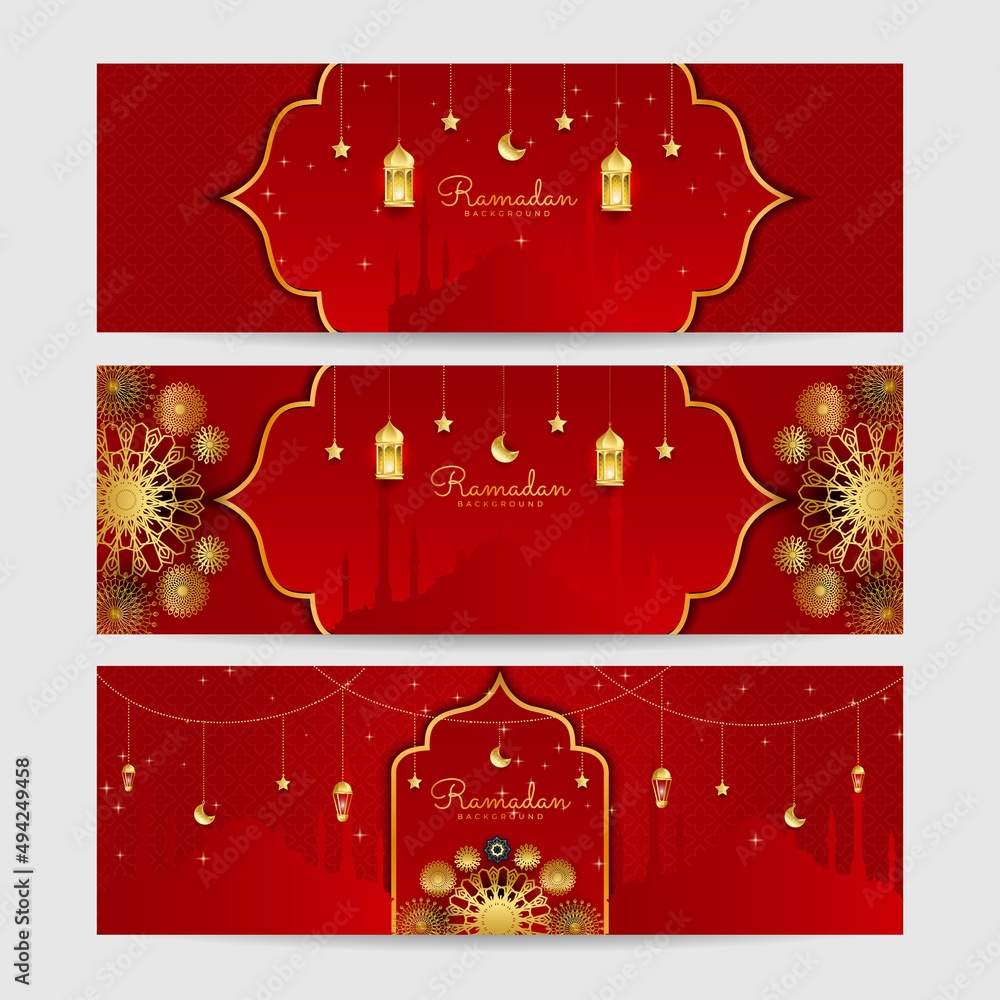 Wall mural ramadan kareem islamic banner background design. vector illustration