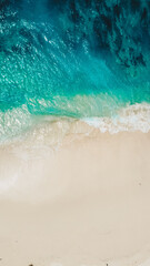 Fototapeta na wymiar Aerial view of turquoise water and very beautiful white sand.