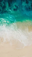 Foto auf Acrylglas Relaxing aerial beach scene, summer vacation holiday template banner © herukru