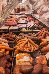 meat for sale at a market 