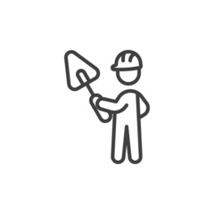 Construction worker line icon