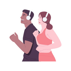 Jogging isolated cartoon vector illustrations.