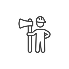 Lumberjack holding axe line icon