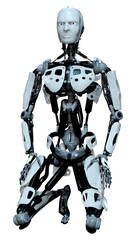 3D Rendering Male Robot on White