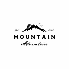 Vintage Hand Drawn Retro Mountain logo design