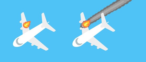 Plane Crash by Engine Failure and Falling Illustration