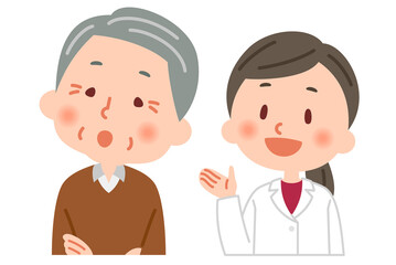 Fototapeta premium 説明をする医師と説明を聞く老人