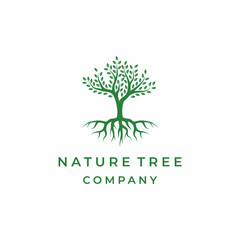 Tree and roots logo design vector isolated, abstract tree logo design illustration
