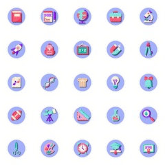 Science and education flat icons set