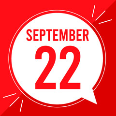 A vector illustration with text: September 22 st day. White balloon on a red backgound.