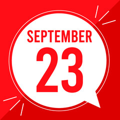 A vector illustration with text: September 23 st day. White balloon on a red backgound.