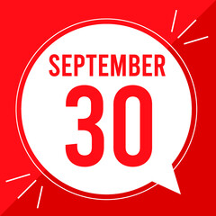 A vector illustration with text: September 30 st day. White balloon on a red backgound.