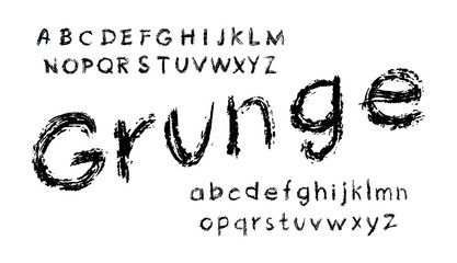 Vector drawings in grunge style Grunge font Textured alphabet Vector illustration
