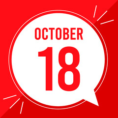 A vector illustration with text: October 18 st day. White balloon on a red backgound.