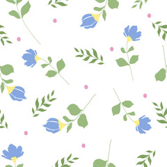 Purple Flowers on Transparent Background Seamless Pattern, Wrapping paper, Spring, Mother's Day