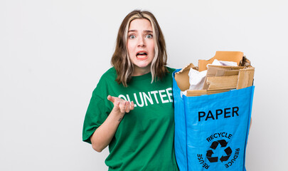 pretty caucasian woman looking desperate, frustrated and stressed. ecology concept