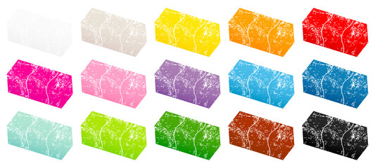 Set Fünfzehn Geteilte Diagonale Preisaufkleber Zwei Pfeile Kratzer Bunt