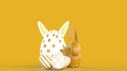 Colorful Easter eggs on pastel color background. Pastel color Easter eggs. Happy easter, holiday concept with copy space, 3d rendering